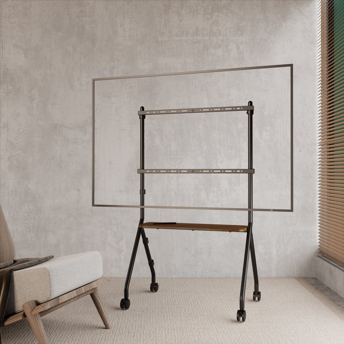 Soporte TV con ruedas ⎮ROLLIN NATURE - ROSTRO