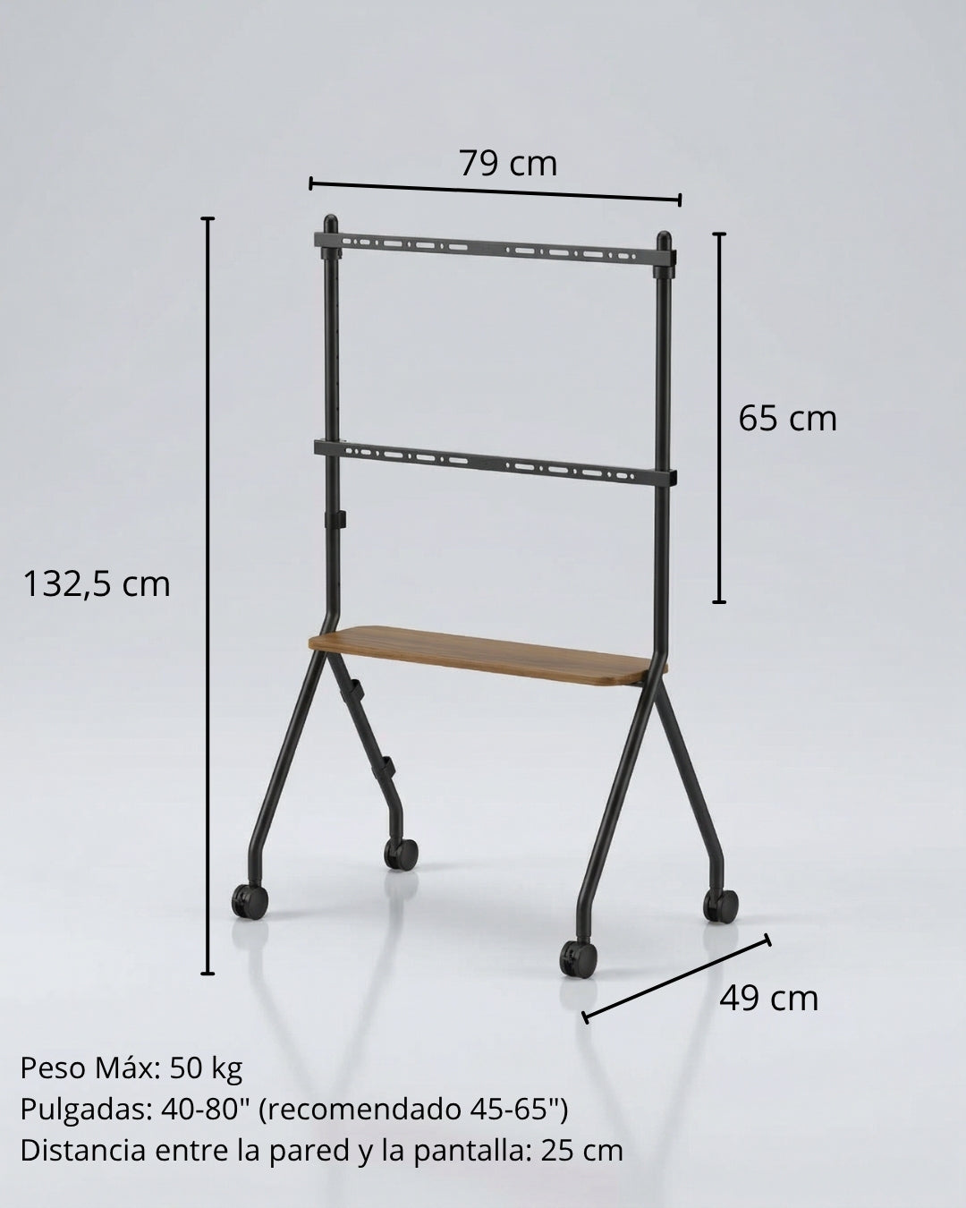 Soporte TV con ruedas ⎮ROLLIN NATURE 2.0 - ROSTRO