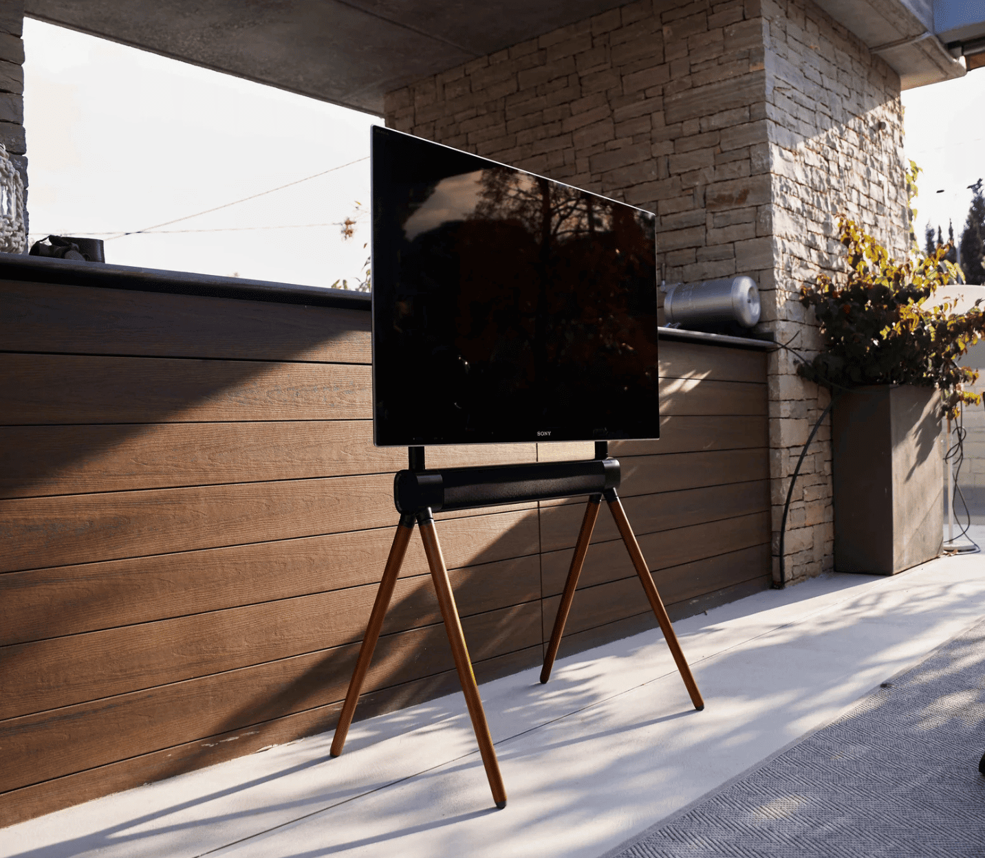 Soporte TV Nature Dark Audio Barra Sonido Patas
